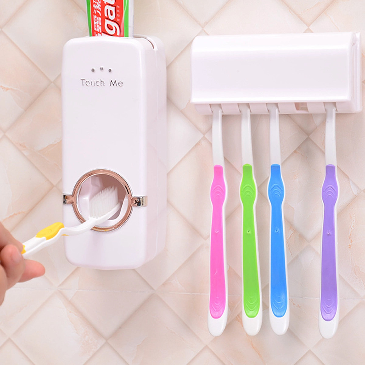 Dispensador Automatico Pasta Dental Y Porta Cepillo - Color Variante BLANCO  — Atrix